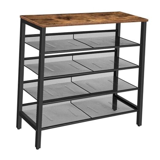 5-Tier Shoe Rack Storage Unit Flat & Slant Design 29.5x11.8x33.5 Inches