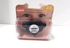 Expression Baby Soother Pacifier Black Mustache 6-18 M factory sealed Novelty