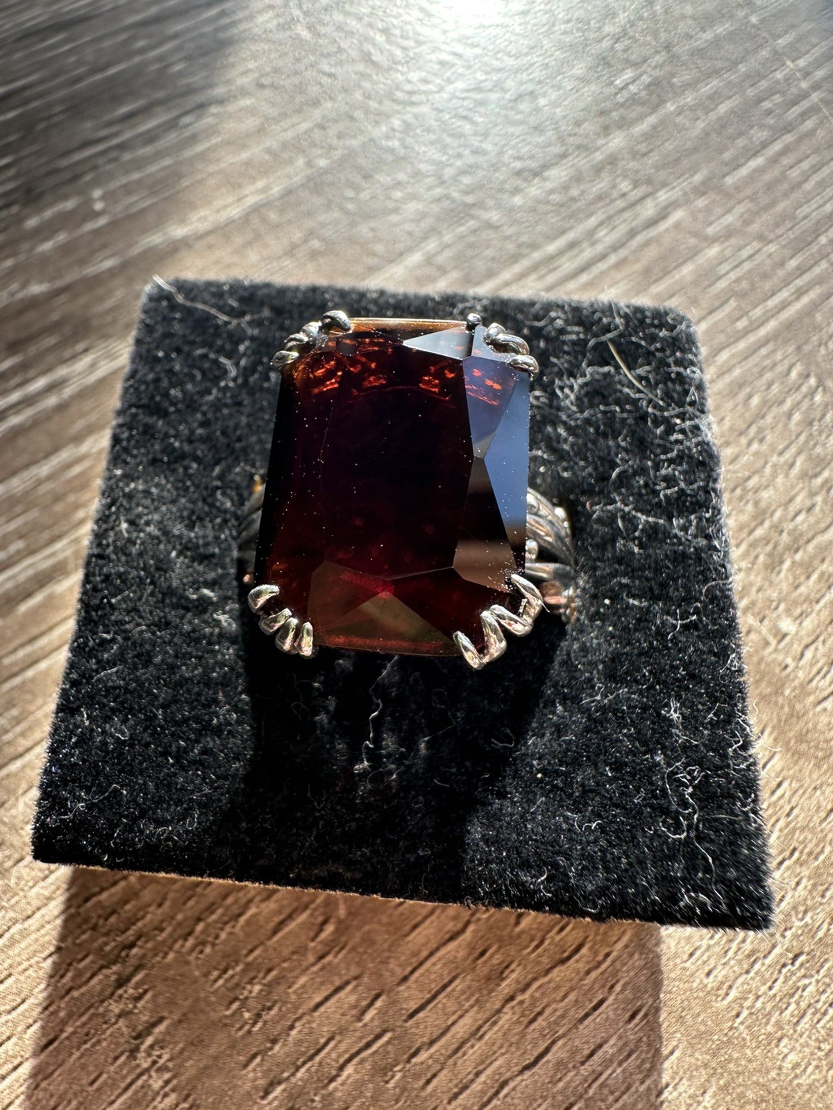 Simulated Red Ruby Garnet Ring Sterling Silver Fi… - image 2