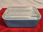 Vintage Pyrex Refrigerator Dish Blue 502-B with Clear Ribbed Lid