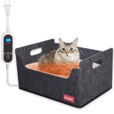 Heated Cat Bed for Indoor Cats Heated Pet Bed for Indoor Cats and Small Dogs,...