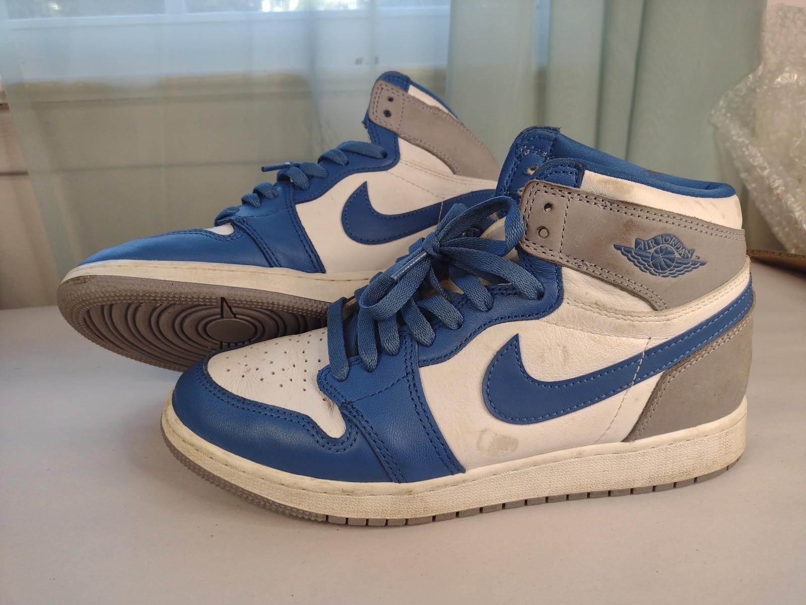 Nike Air Jordan Sneaker Shoes White Blue Grey FD1437-410 - Size 7Y