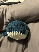 Handmade Crochet Whale Plush Stuffed Animal Blue and White Small 2024