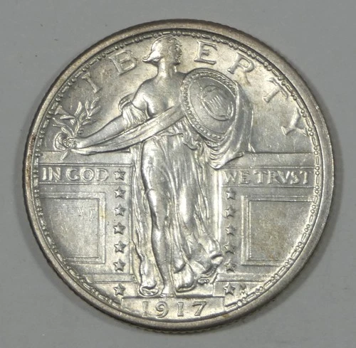 1917 Ty-1 Standing Liberty Quarter ALMOST UNCIRCULATED Silver 25c