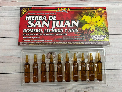 Hierba de San Juan - Romero - Lechuga - Anis 10 Ampolletas 100% Natural