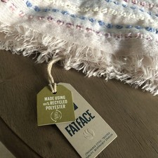 Fat Face Ladies Cream /Ivory / Blue / Pink Stripe Texture Scarf - New With Tags