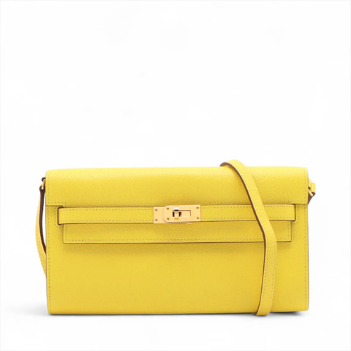 Hermès Kelly Wallet Togo Chèvre Shamukira Jaune Citron Rose gold hardware Z: 202