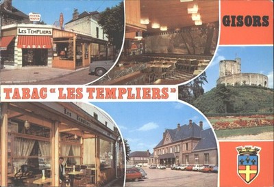 Vintage Gisors Postkarte Tabac Les Templiers Château Frankreich