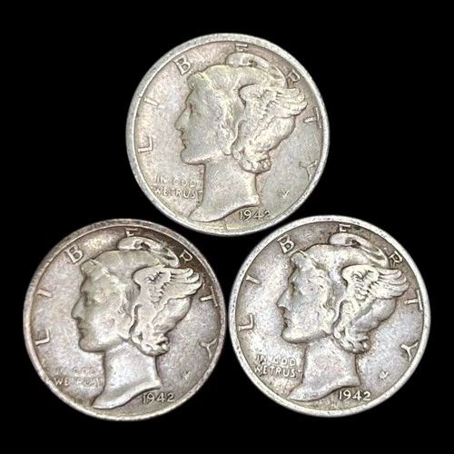 1942 Mercury Dime Year Set, XF+