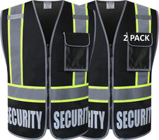Security Vest for Men Women Reflective Safety Vest with 5 Pockets and Front
