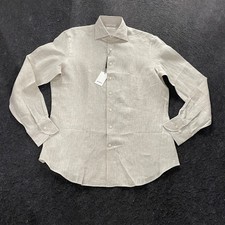 SUIT SUPPLY Pure Linen Shirt Men's Size 39 15 1/2 M Sand