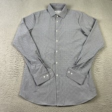 Mizzen + Main Shirt Men Large Tall Trim Fit Gray Glen Plaid Leeward Made in USA