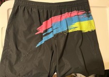 Chubbies Swim Trunks Mens XXL 2XL Black Neon Brush Stroke 7" Inseam Shorts