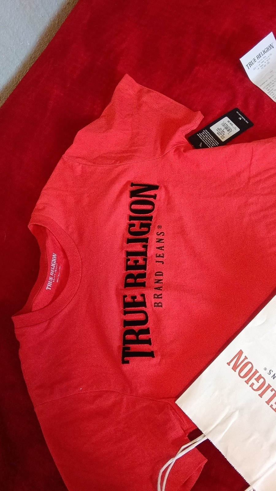 True Religion Red Classic Branded Logo Tee Men's S Cotton Logo T-Shirt thumbnail 4