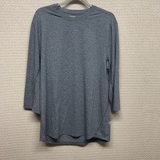 Lululemon Reflective 3/4 Sleeve Shirt Blue Mens Large Gym Running Athletic Tee