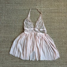 Victoria's Secret Blush Pink Lace Halter Babydoll Slip Dress Size S