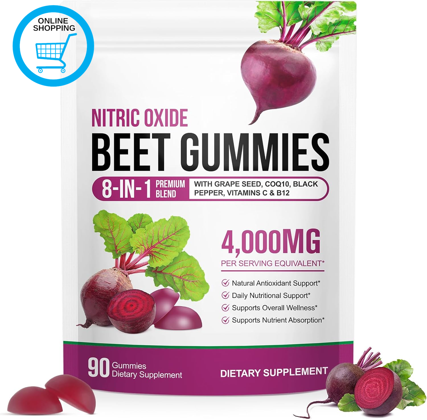 Beetroot Gummies – Beetroot Extract Food Supplement – Vegan Gummies – Natural Fl