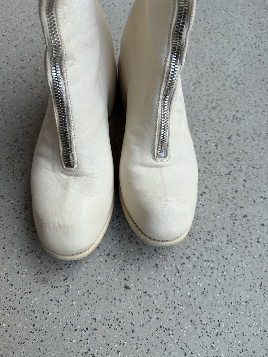 DDP Guidi Womens Back Zip Boots Shoes Leather Avant Garde White