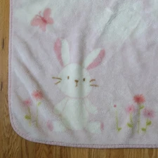Carters Kidsline Pastel Pink Bunny Rabbit Flowers Butterflies Baby Plush Blanket