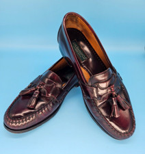 G.H. Bass  Co Mens Leather Loafer Tassel Burgundy Brown 8.5 M Dress Shoes