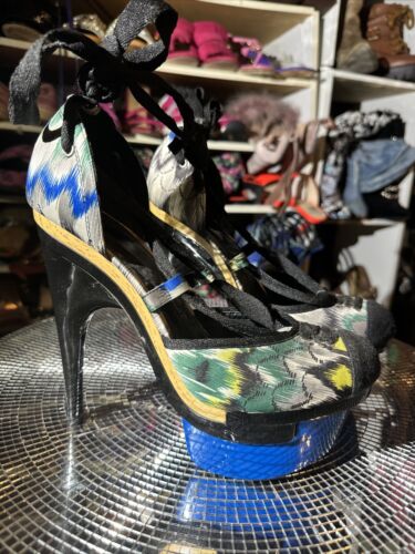 Mona Mia Collezione Heels Womens 8.5 Stiletto Buckle Gladiator Multicolor (15) - Picture 3 of 24