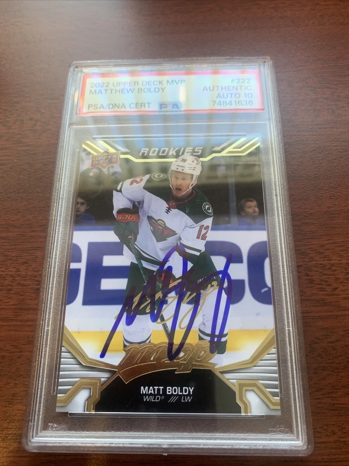 MATT BOLDY SIGNED 2022 UPPER DECK MVP ROOKIE AUTOGRAPHED HOCKEY CARD PSA 10 AUTO - Image 2 of 4