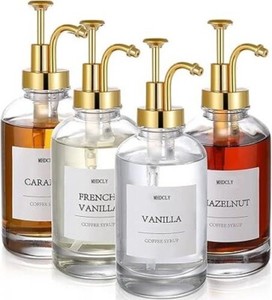 4 pack coffee syrup dispnsers (no labels no pump straw extender)