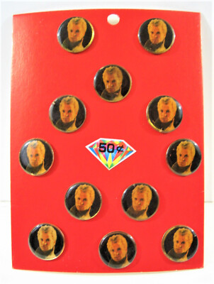Vintage Lead Singer Music Rock Band Concert Pin Display 12 On Card Old Stock