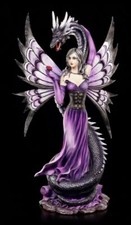 Elfen Figur mit Seeschlange - Guardian's Embrace - Drache Fee Fairy lila