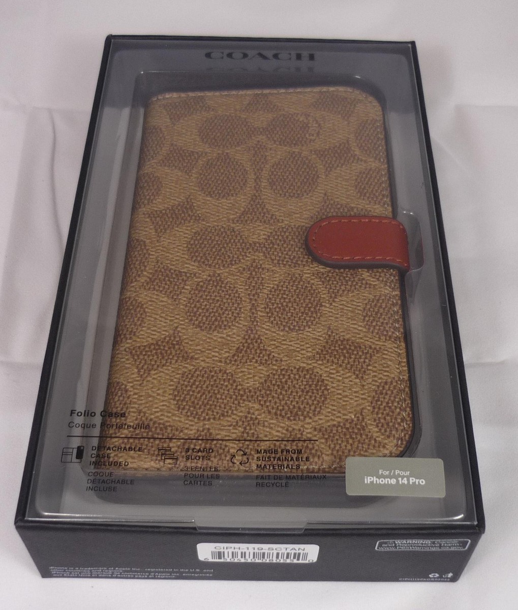 COACH iPhone 14 Pro Folio Wallet Case / Cover- Signature C COACH iPhone 14 Pro Folio Wallet Case / Cover- Signature C