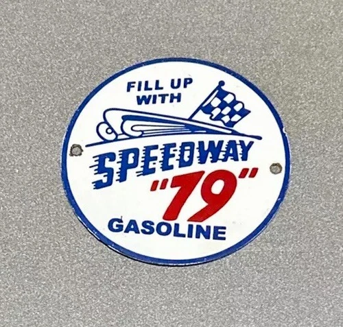 VINTAGE SPEEDWAY GASOLINE PORCELAIN SIGN CAR GAS OIL TRUCK MOTORCYCLE