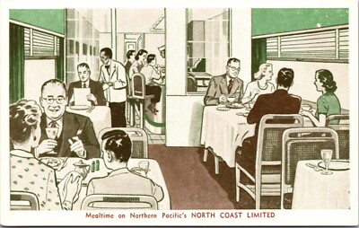 #ad #ad Postcard Mealtime on Northern Pacific#x27;s North Coast Limited Railroad Train $15.00