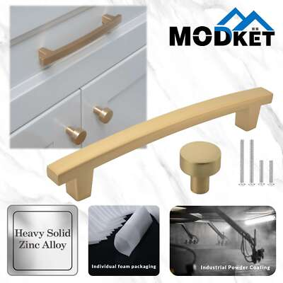 #ad Solid Brushed Champagne Gold Cabinet Pulls Knob Handle Kitchen Bathroom Modern $138.59