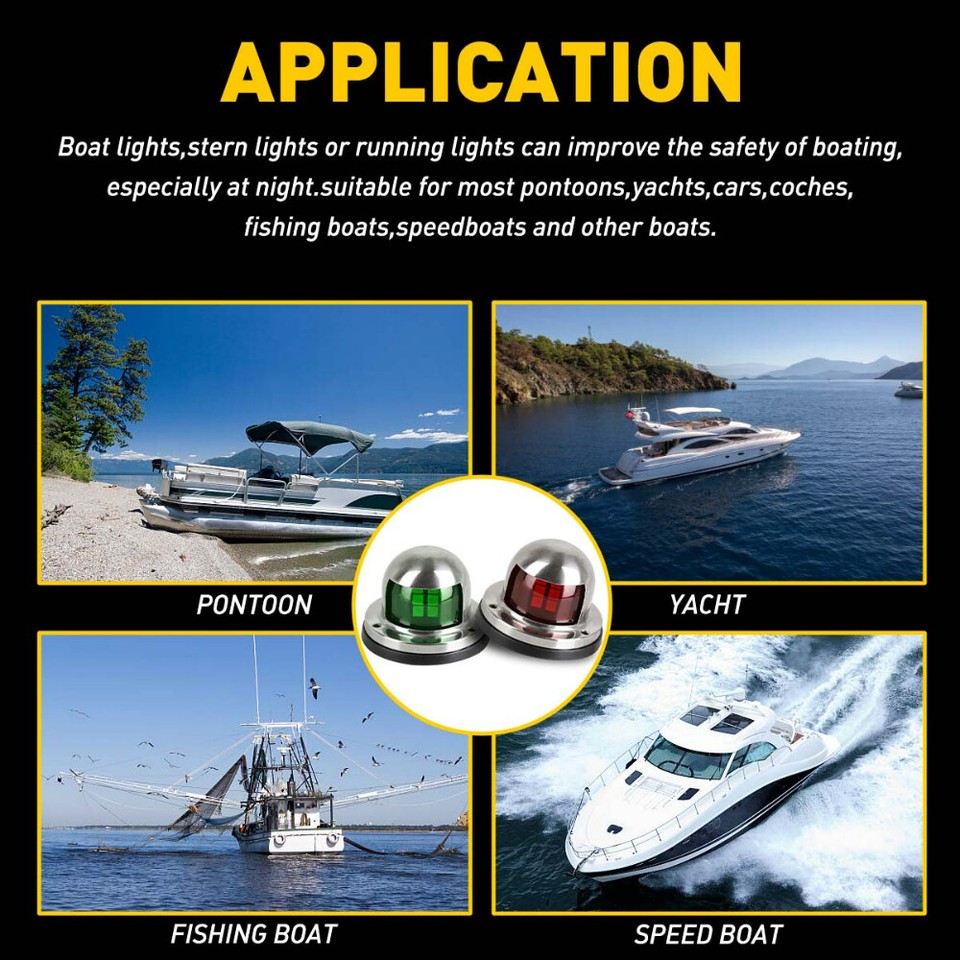 2X Marine Boat Yacht Pontoon Stainless Steel LED Bow Navigation - Foto 5