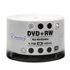 50 Pack Smartbuy Blank DVD RW 4X 4.7GB 120Min Branded Logo Rewritable DVD Med...