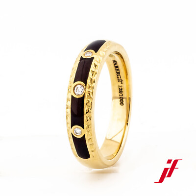 Fabergé Ring 750/18K Yellow Gold 3 Diamonds Brilliant 0.06ct TW vvs1 Black