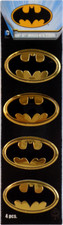 Set Of 4 Emblems - Gold Batman Logo Metal Superhero Dc Comic Sticker Decal 37026