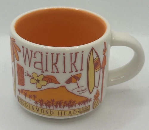 Starbucks WAIKIKI Hawaii Been There Series Orange Ceramic Mini Mug 2oz - SMALL