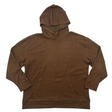 Express Quality + Fit Brown Hooded Pullover Shirt Sweatshirt Front Pocket Sz L