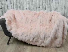 Luxury Pink Fox Fur Blanket Throw. Real Fur Baby Pink Blanket