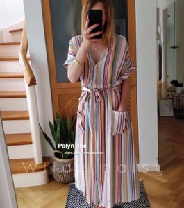 zara striped dress with buttons