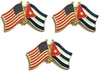 Pack of 3 International Flag & US Crossed Double Flag Lapel Pins
