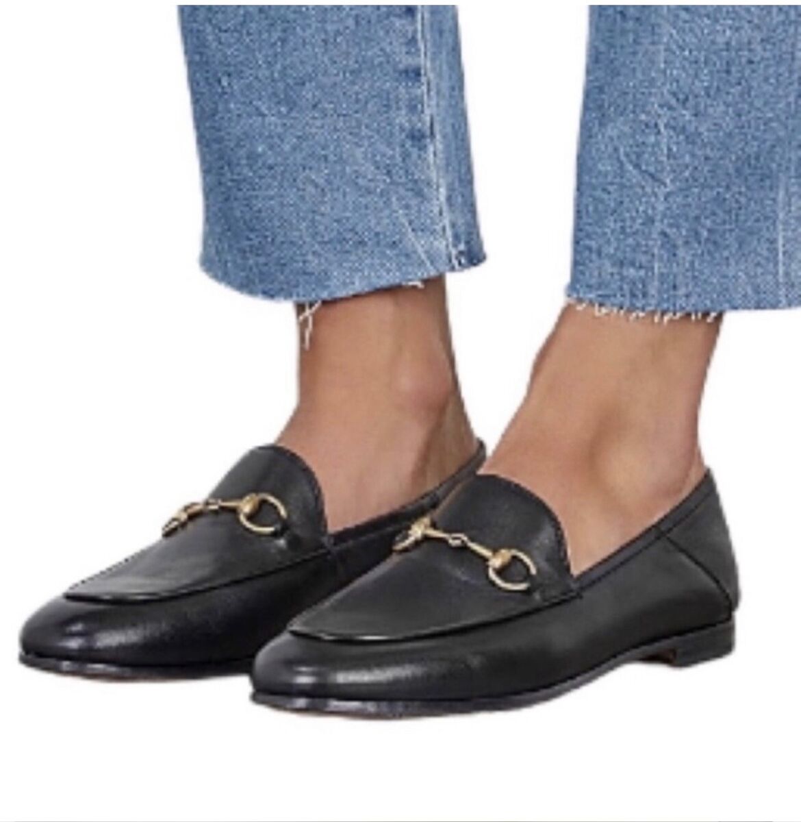 GUCCI Brixton Loafers Leather Size 37 EU Black Horsebit Logo GUCCI Brixton Loafers Leather Size 37 EU Black Horsebit Logo