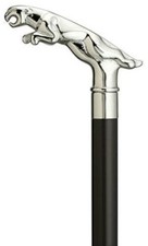 Shinny Silver Brass Jaguar Handle Black Wooden Shaft Walking Stick Cane gift New