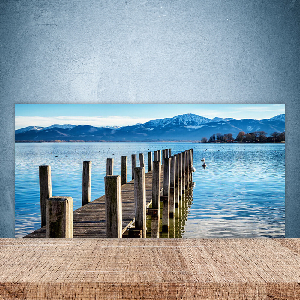 Crédence de cuisine en verre 100x50 cm motif Pont Mer et Montagnes pour protection murale