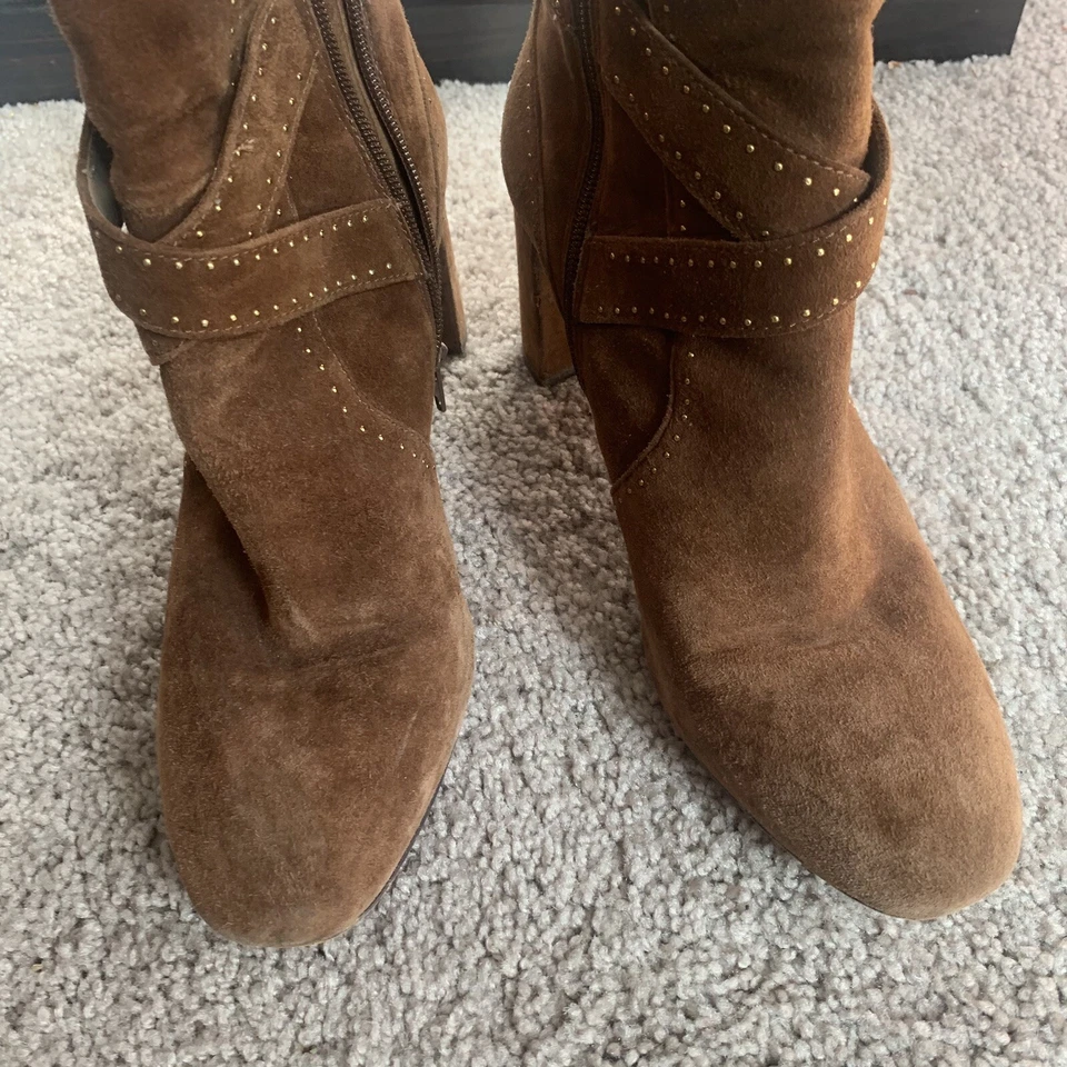 Ann Taylor Women’s Mid Calf Boots Brown Gold Hardware Size 11M - Image 4 of 4