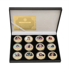 【Genuine】12pc/Box American Singer Taylor Swift Gold Plated Commemorative Coin