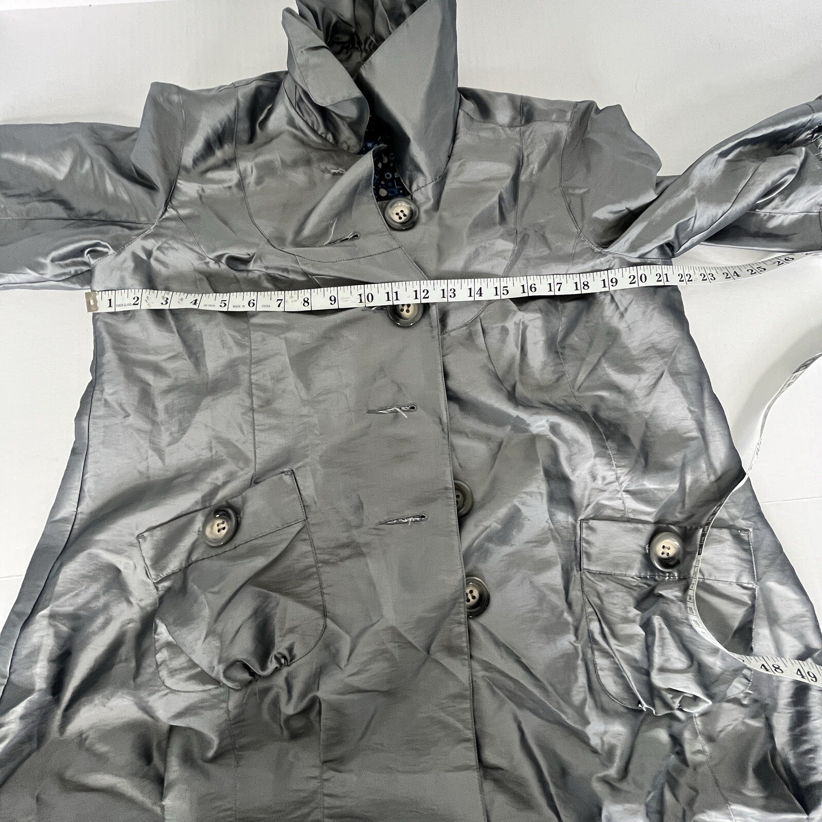 Kenar Silver Windowpane Button Up Jacket Womens S… - image 8