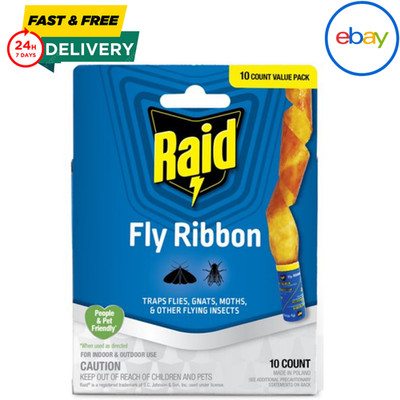 Pack Of 10 Fly Ribbon Insect Trap Sticky Glue Catcher Strip Traps Kitchen  Food