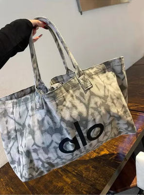 Alo Yoga Tote Bag Large Gray Canvas Tie Dye – Beach / Gym Bag